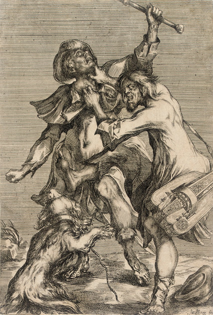 Lirekassemand angriber en pilgrim af Jacques Bellange