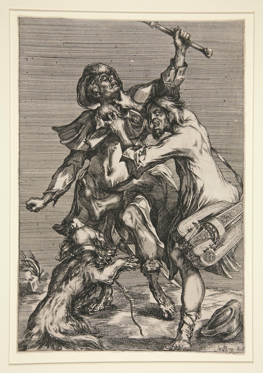 Tiggeren og gademusikeren (eller to vagabonde, der kæmper) af Jacques Bellange