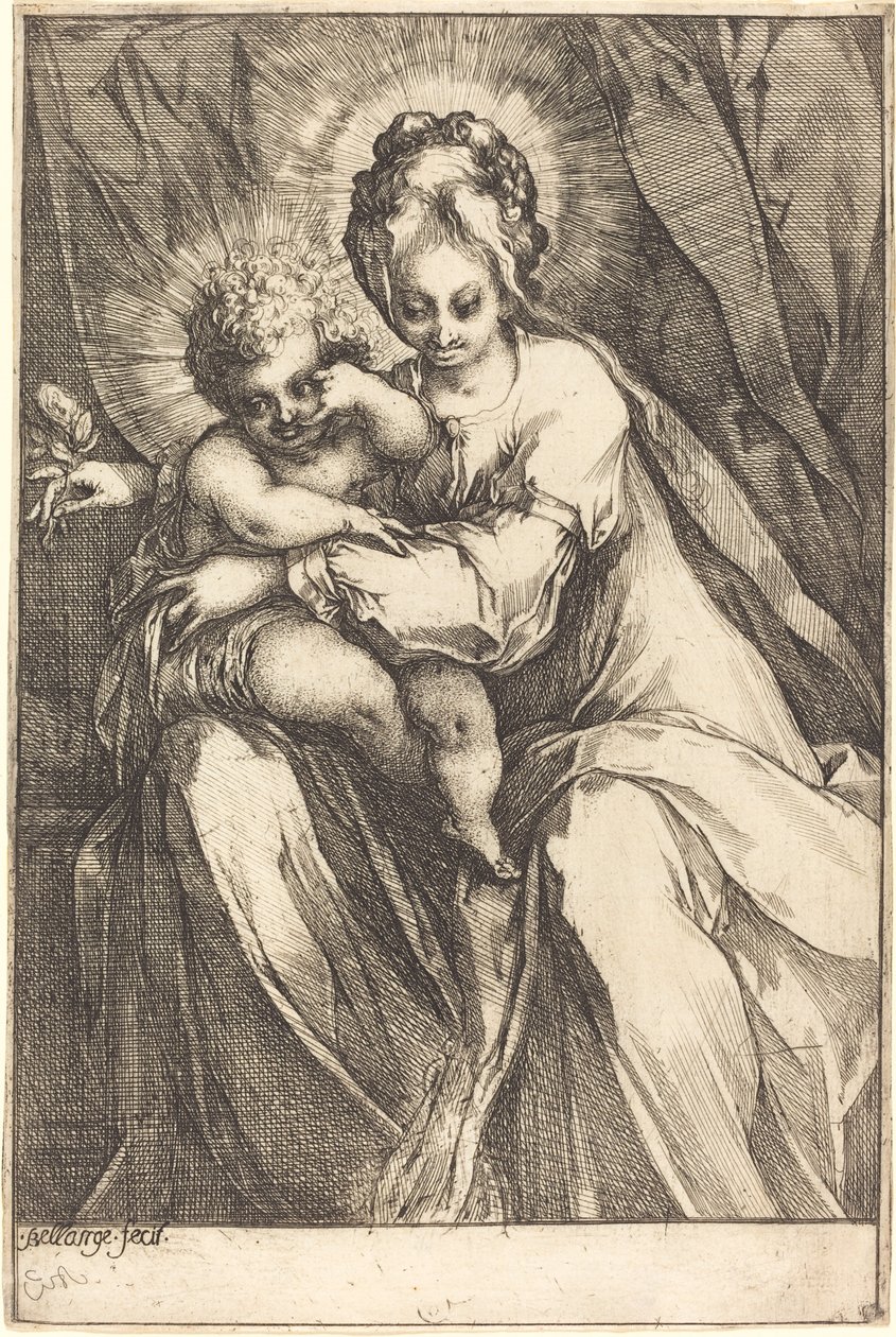 Jomfruen og barnet med en rose, ca. 16161617. af Jacques Bellange