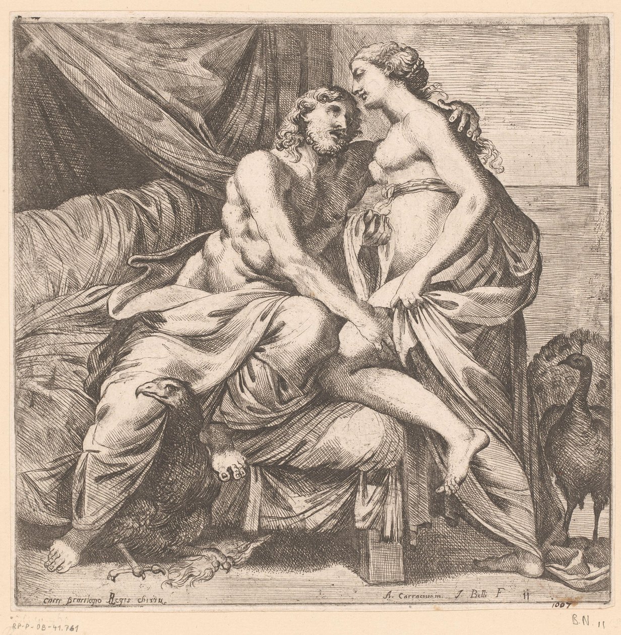 Jupiter og Juno Mytologiske scener efter fresker i Palazzo Farnese i Rom (serietitel) af Jacques Belly