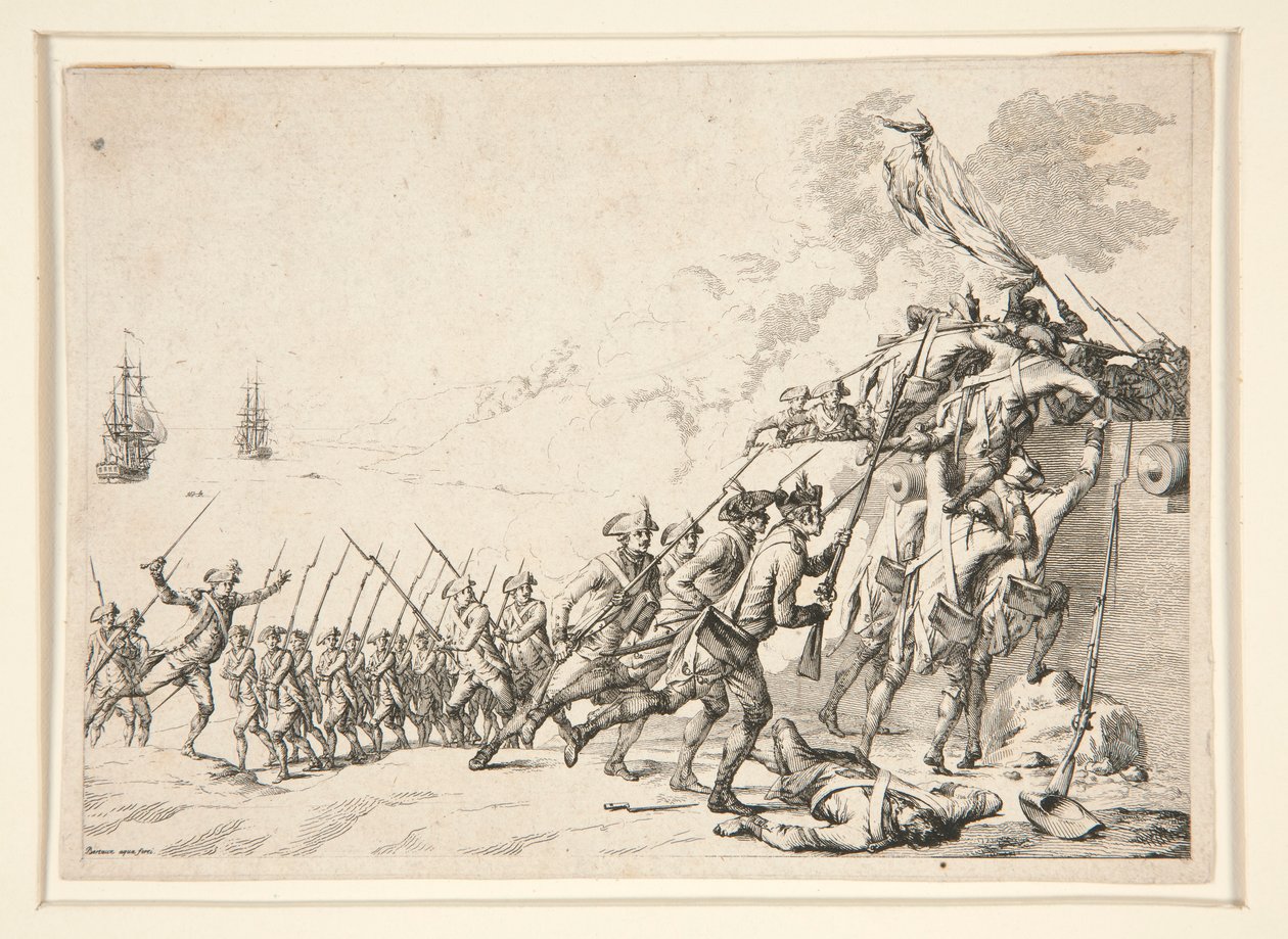 Angreb på et fort fra havet af Jacques Bertaux