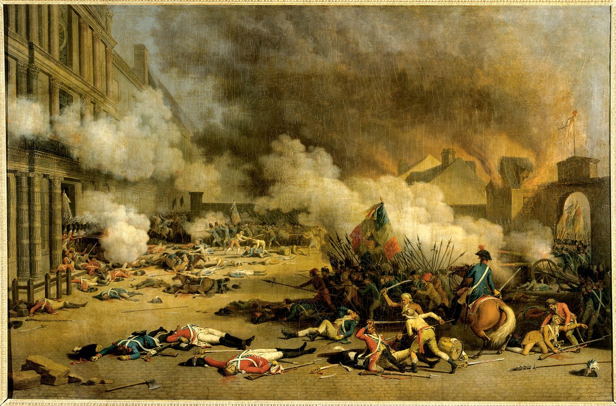 Capture of the Tuileries: Angreb på Palais des Tuileries den 10. august af Jacques Bertaux