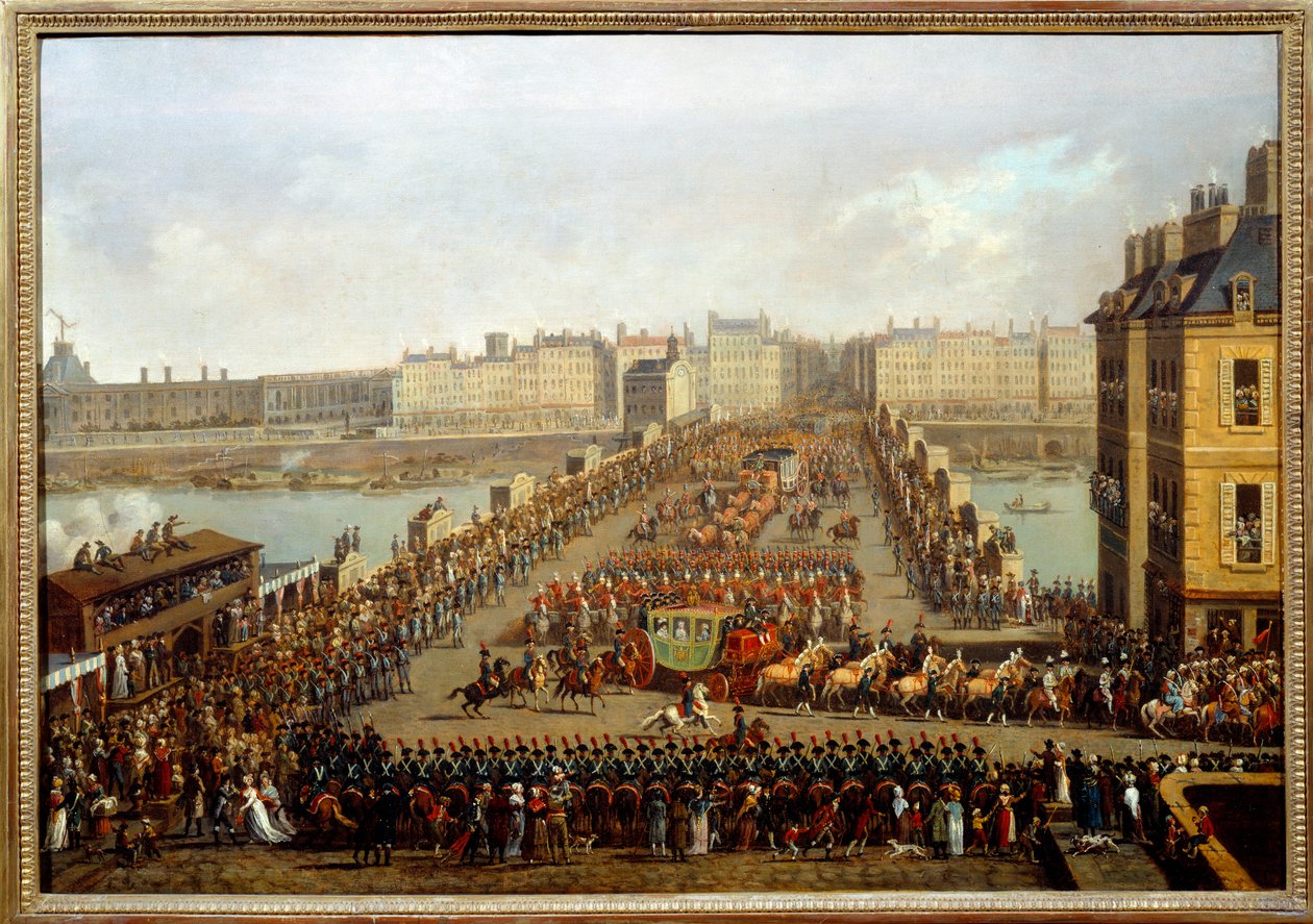 Krydsede den nye bro af den kejserlige kortege til ceremonien af Napoleon I