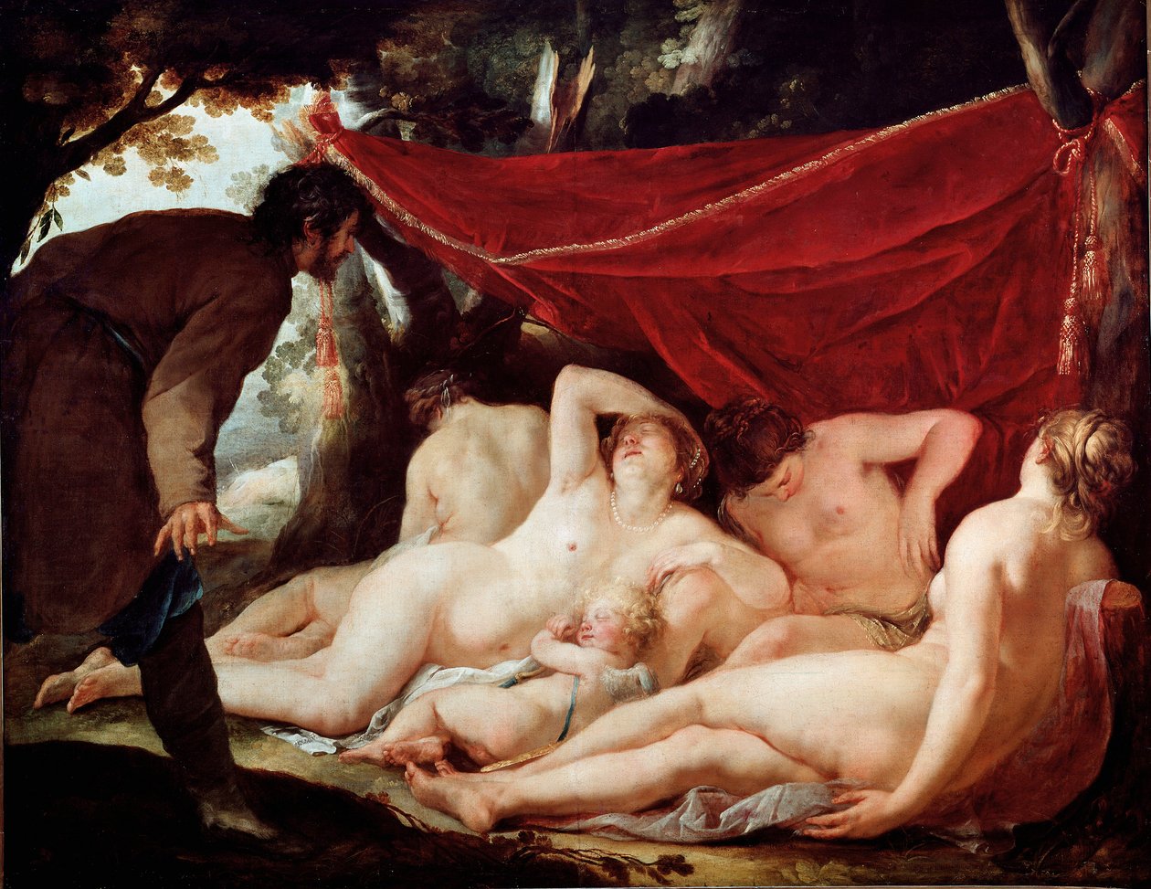 Kom og Gracierne overrasket af en dødelig. Maleri af Jacques Blanchard (1600-1638). Mål: 170x218 cm. Louvre-museet af Jacques Blanchard
