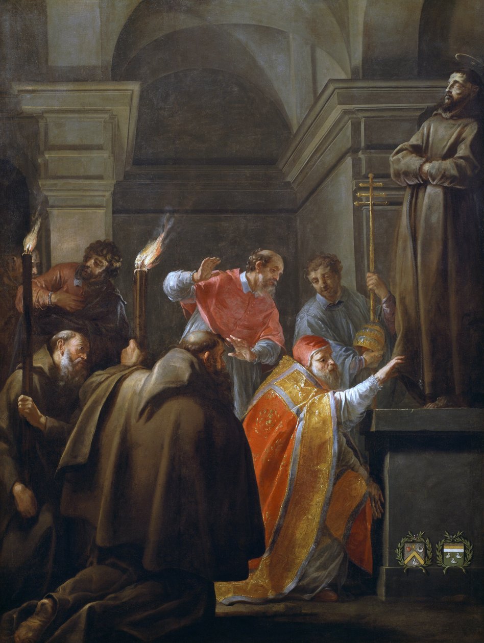 Pave Nicholas V i den hellige Frans af Assisis grav, maleri af Jacques Blanchard (1600-1638) af Jacques Blanchard