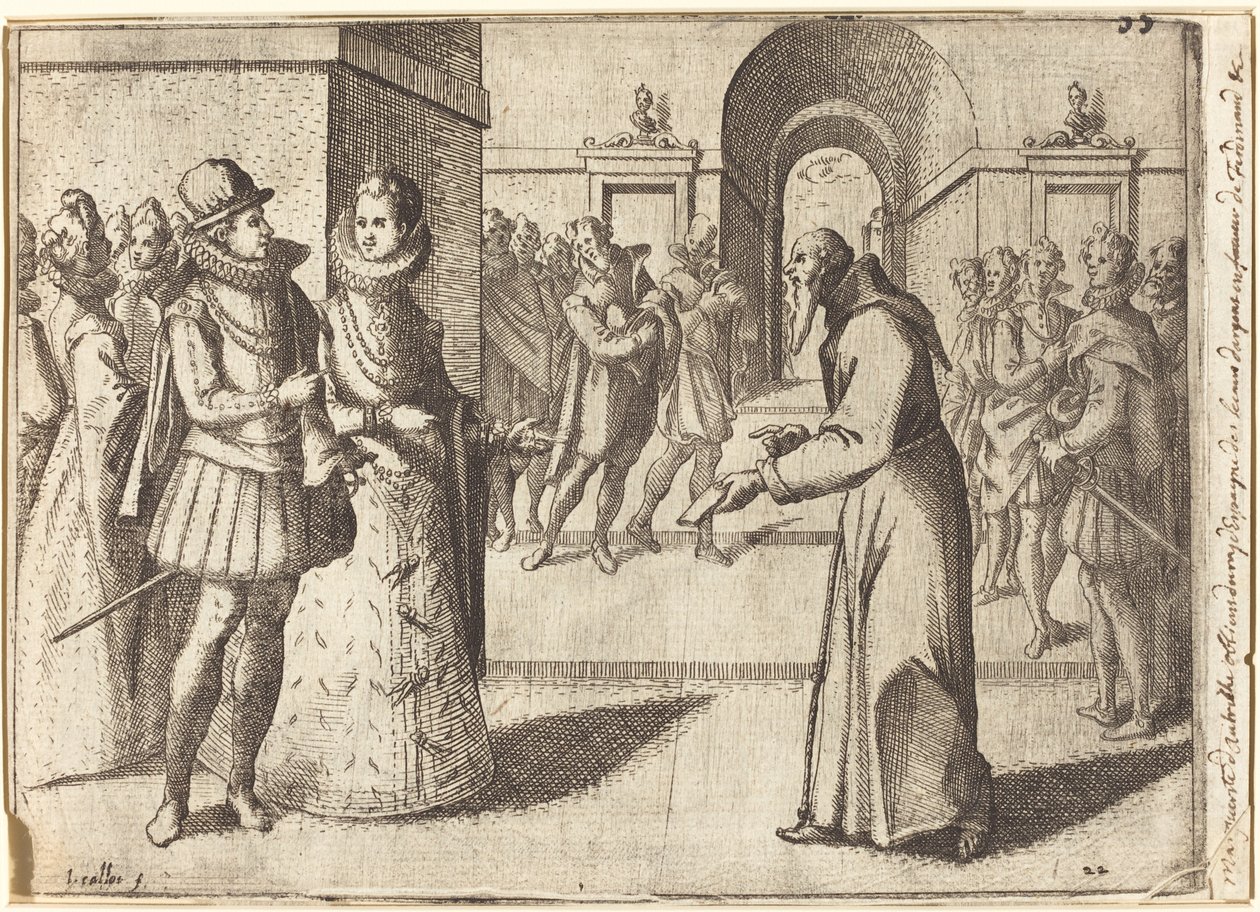 En Capucin, der bringer tak fra kongen af Bayern [recto] af Jacques Callot