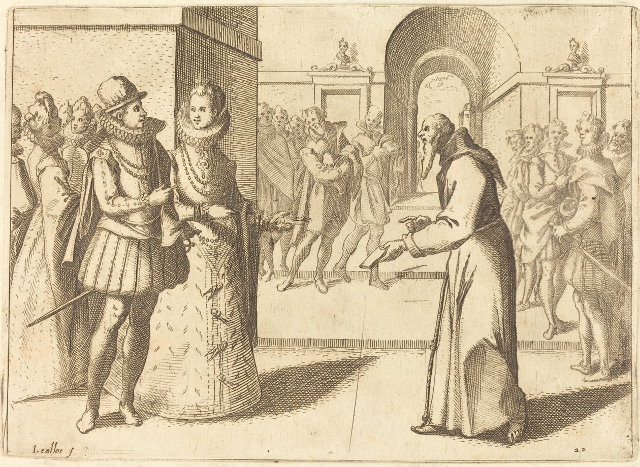 En Capucio, der bringer tak til kongen af Bayern, 1612. af Jacques Callot