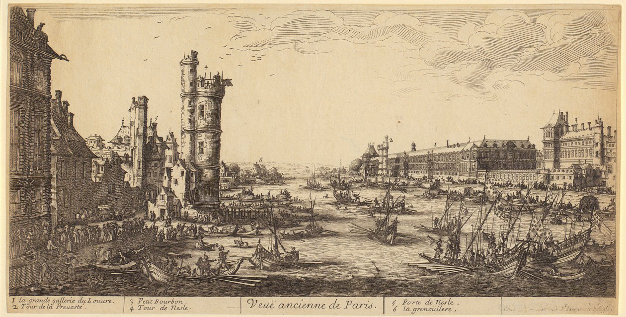 Udsigt over Louvre, blad 1 fra serien «De to store udsigter over Paris» af Jacques Callot