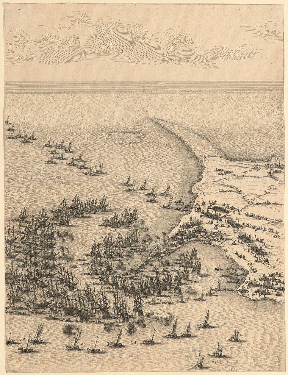 Udsnit fra »Belejringen af citadellet St. Martin på Île de Ré« af Jacques Callot