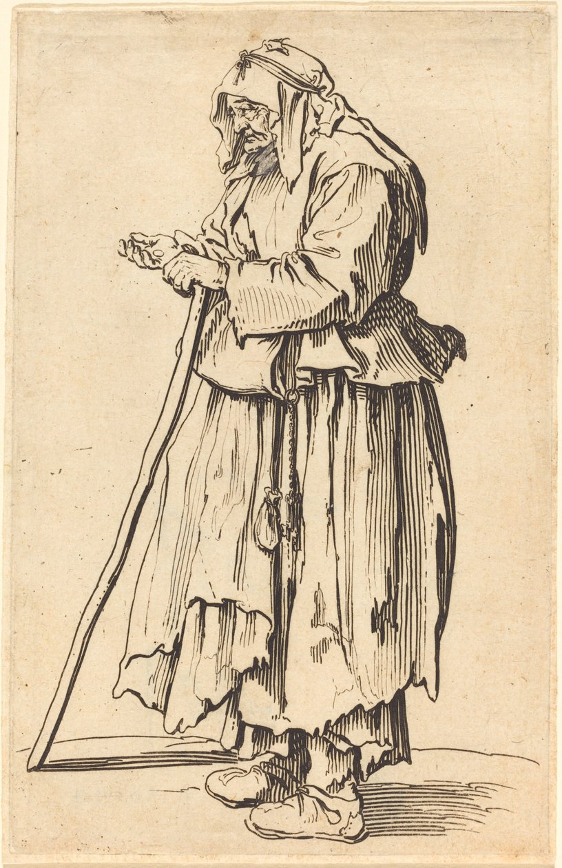 Tiggerkvinde modtager velgørenhed af Jacques Callot