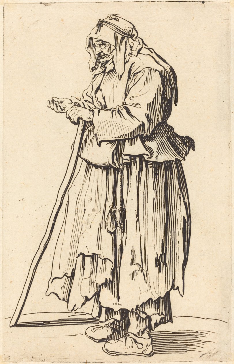 Tiggerkvinde modtager velgørenhed af Jacques Callot