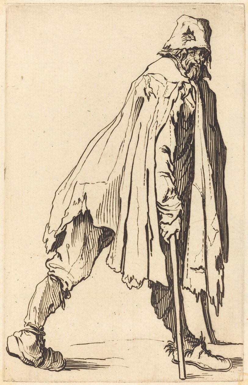 Tigger med krykker og kasket af Jacques Callot