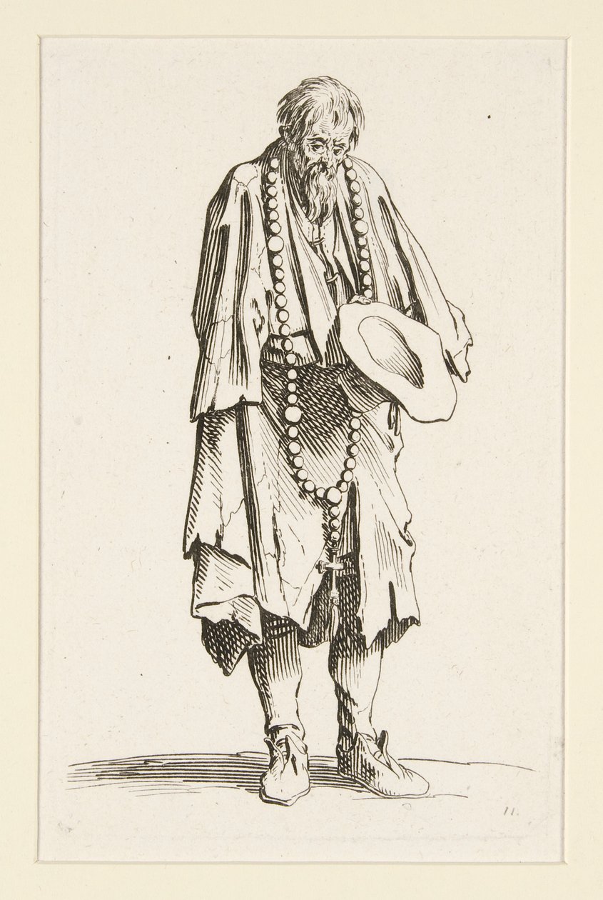 Tigger med rosenkrans fra The Beggars (Le mendiant au rosaire) af Jacques Callot