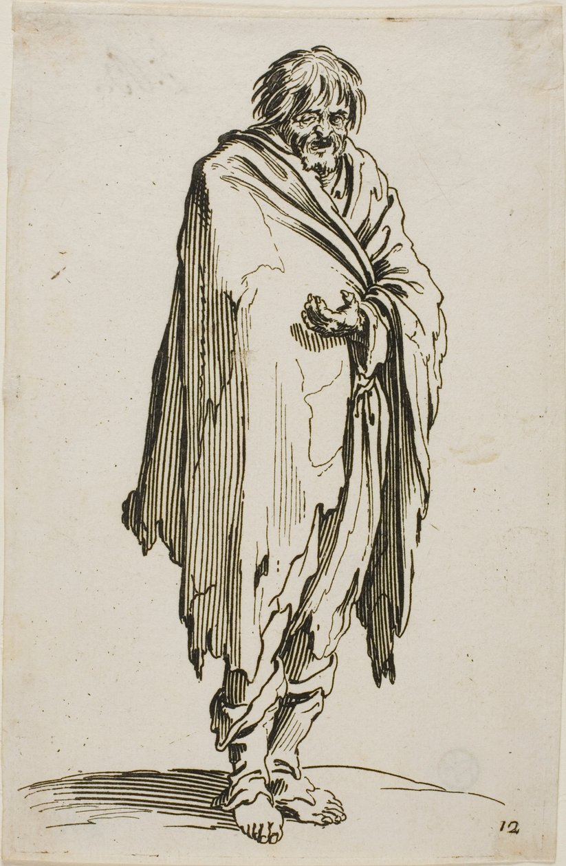 Tigger uden hat eller sko, tallerken tolv fra The Beggars af Jacques Callot