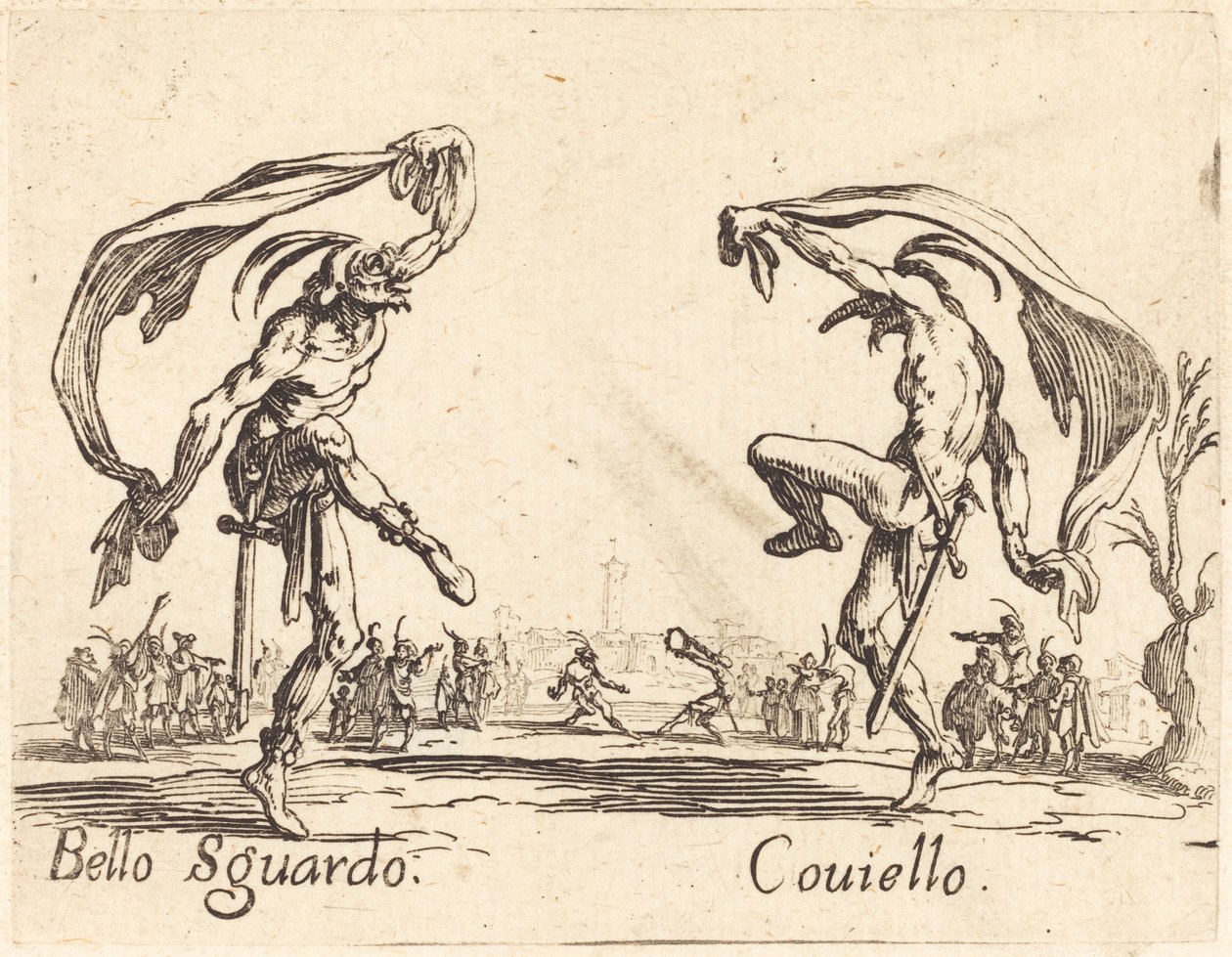 Bello Sguardo og Coviello, ca. 1622. af Jacques Callot