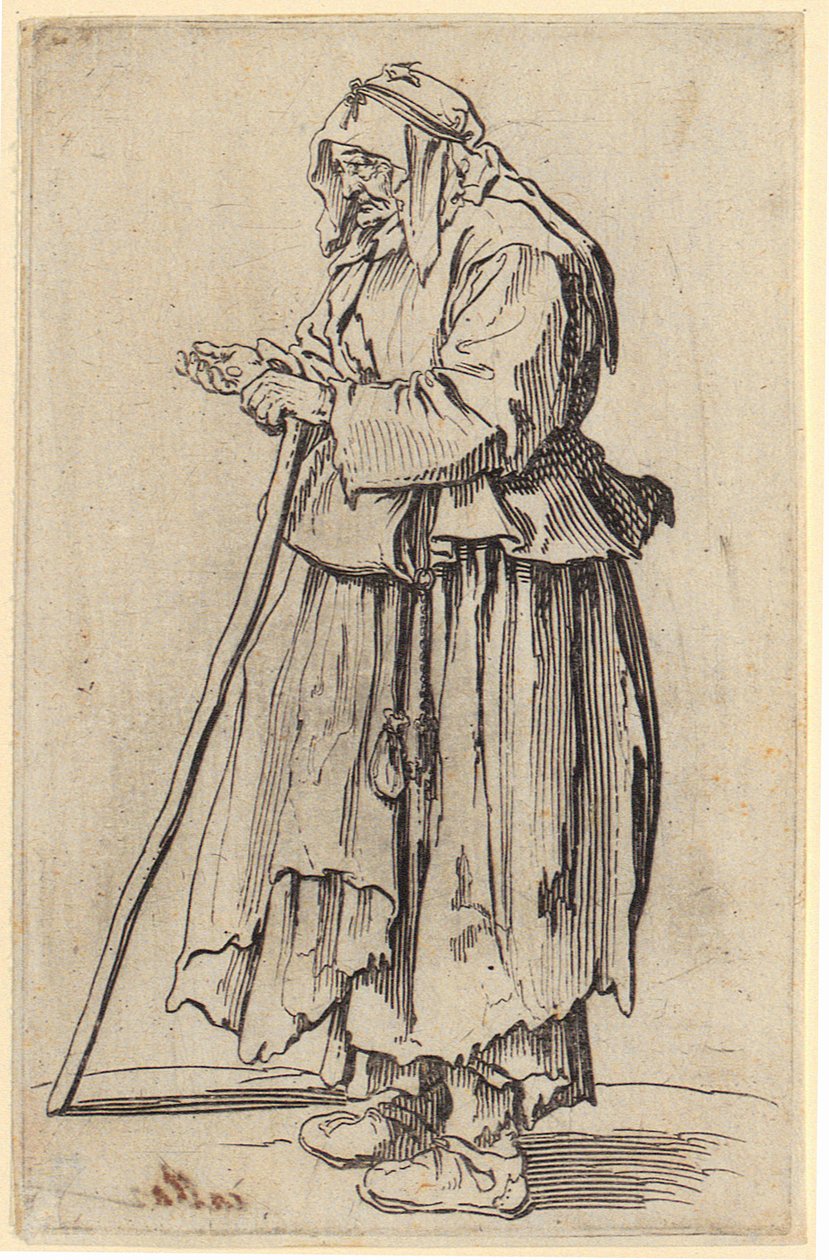 Tiggende kvinde med sine almisser, blad 23 fra serien »Tiggerne« af Jacques Callot
