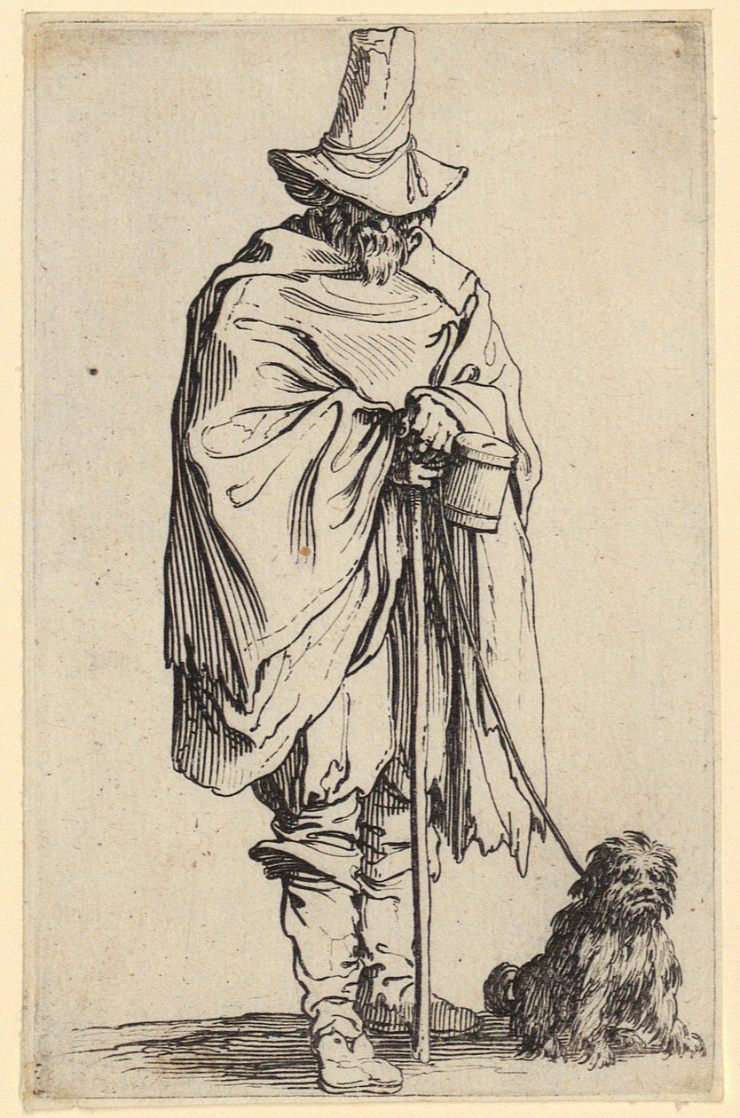 Blind mand og hans hund, blad 22 fra serien «Tiggerne» af Jacques Callot