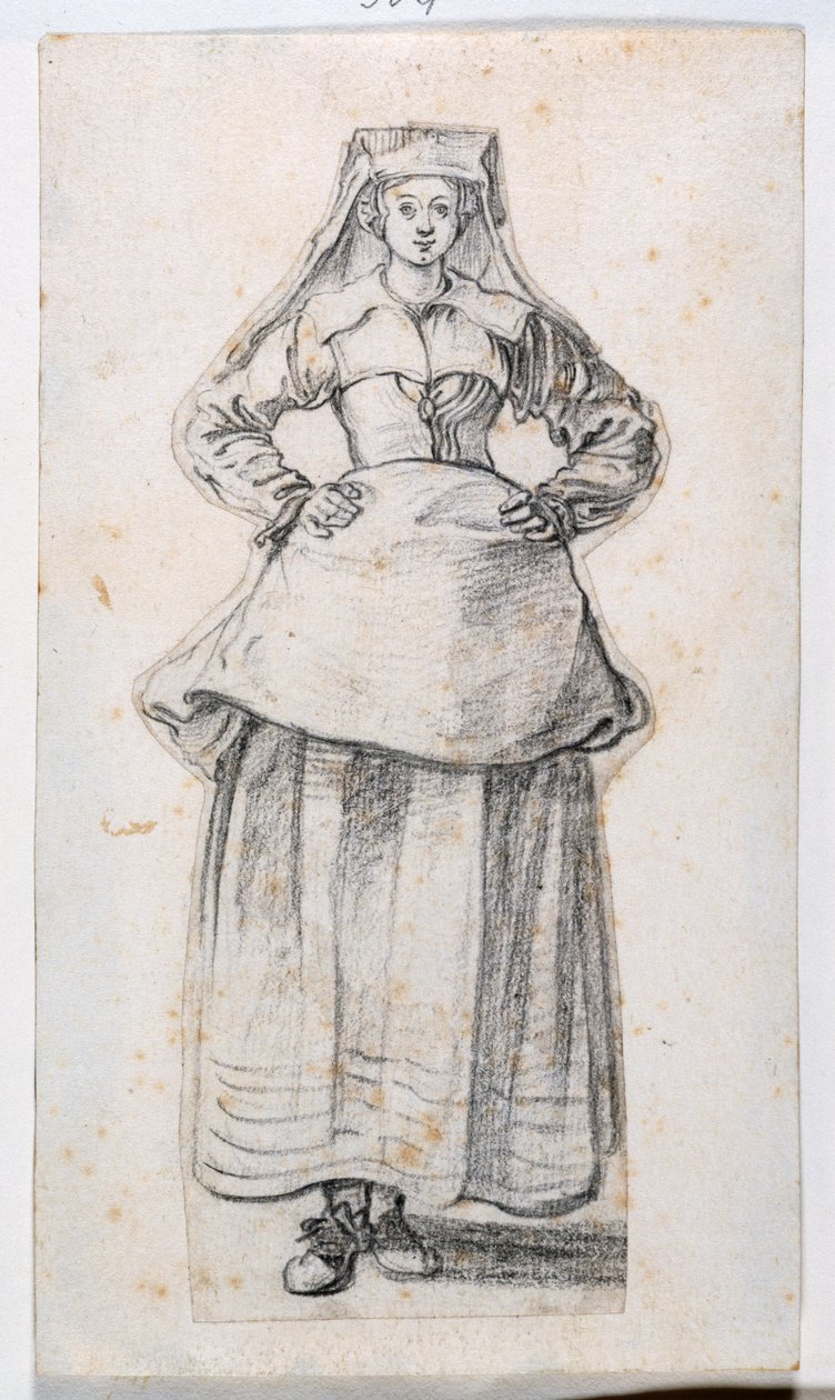 Bourgeoises Dans Differentes Attitudes, fra Prints Album 21, nummer 304 (kridt på papir) af Jacques Callot