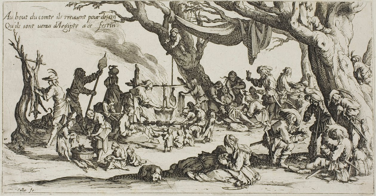 Sigøjnernes campingplads: Forberedelse af festen af Jacques Callot