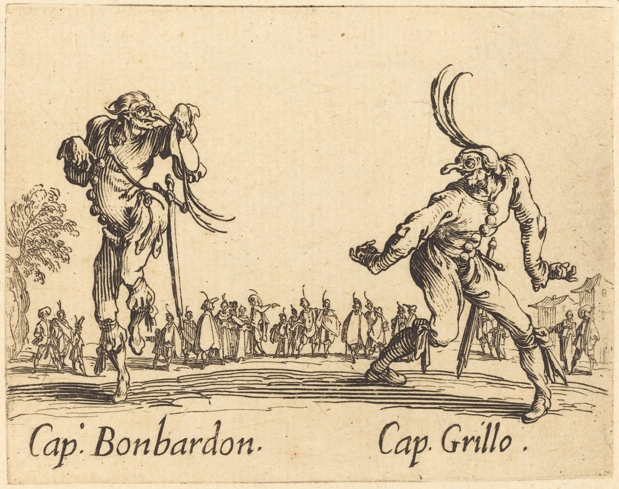 Kasket. Bonbardon og Cap. Grillo, ca. 1622. af Jacques Callot