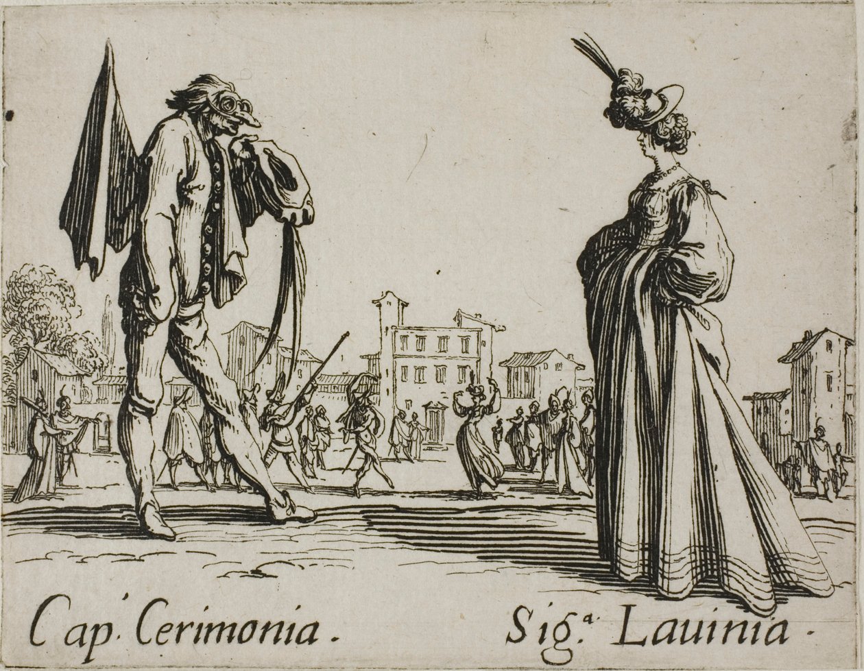 Kaptajn Ceremony - Lady Lavinia, plade 3 fra Balli di Sfessania af Jacques Callot