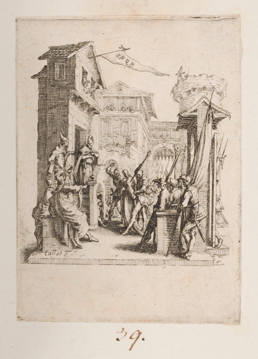 Kristus bragt for Kaife, nr. 7 af 11 fra La Petite Passion af Jacques Callot