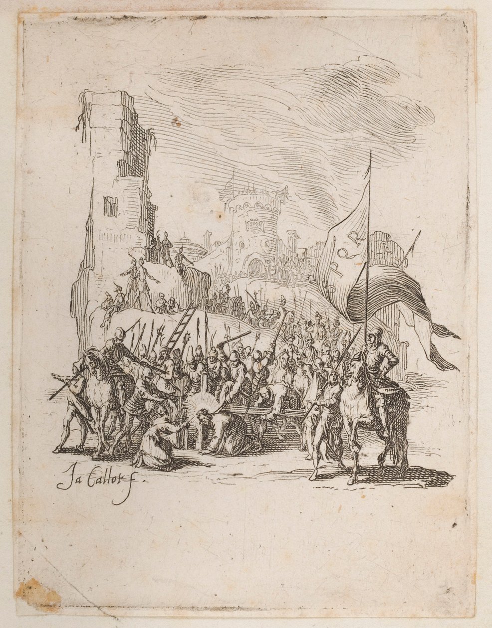 Kristus bærer korset, nej. 10 af 11 fra La Petite Passion af Jacques Callot