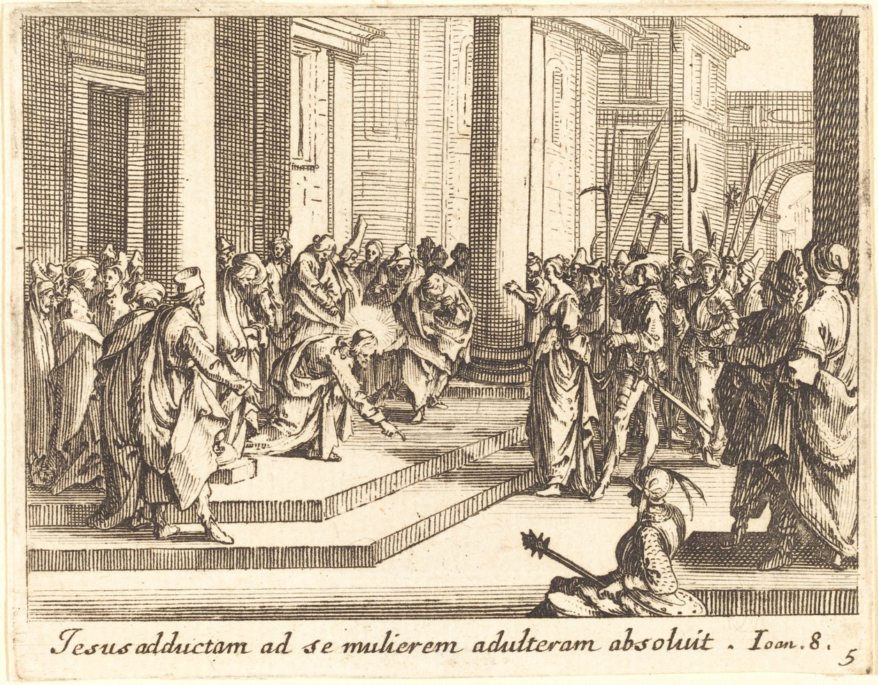 Kristus og kvinden taget i utroskab af Jacques Callot