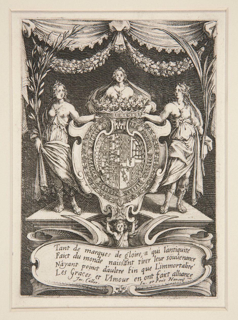 Kæmpe? la Barri?re, Frontispice, The Arms of Lorraine-Chevreuse af Jacques Callot