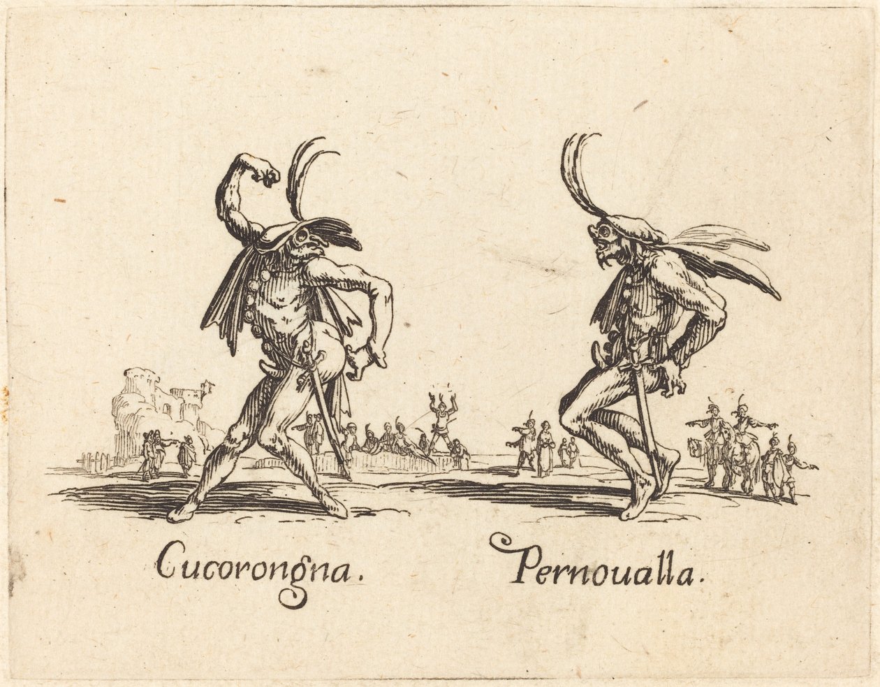 Cucorongna og Pernoualla af Jacques Callot