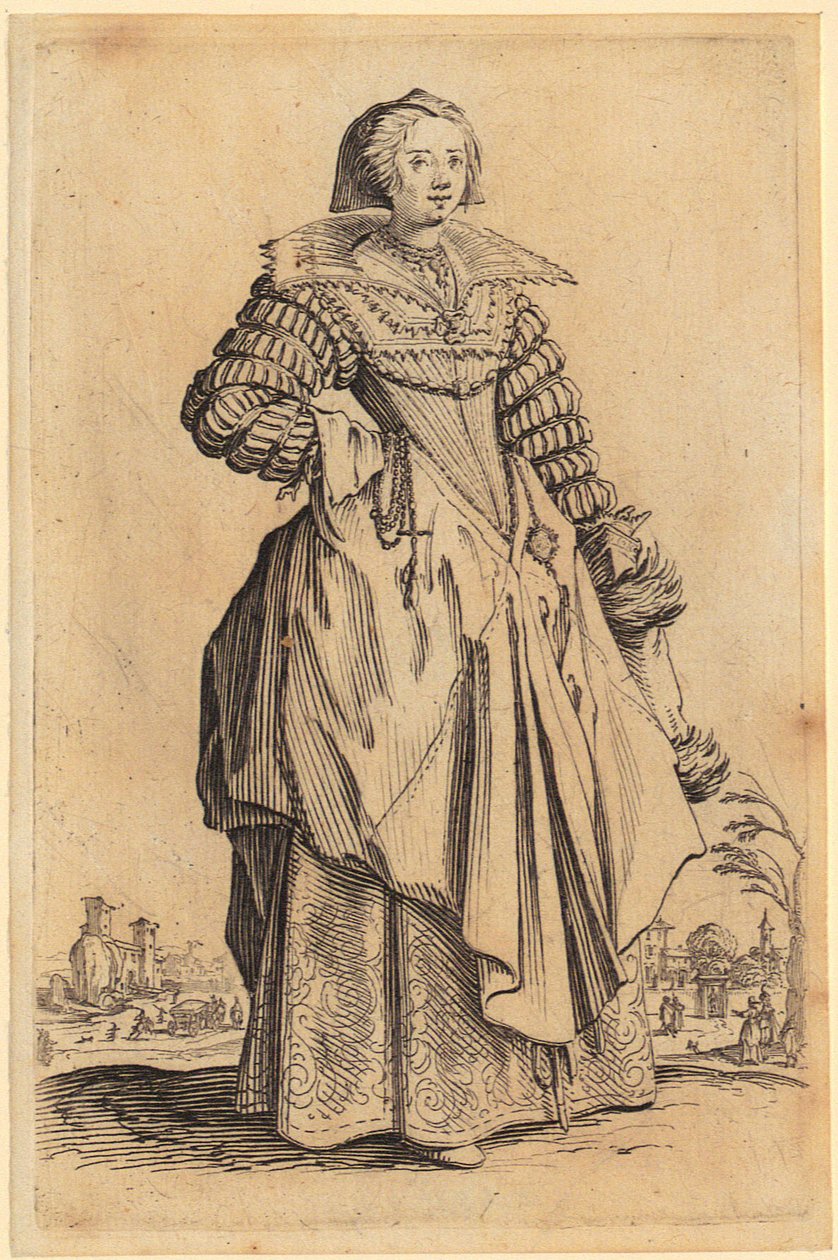 Dame med blondekrave, blad 8 fra serien «Adelen» af Jacques Callot