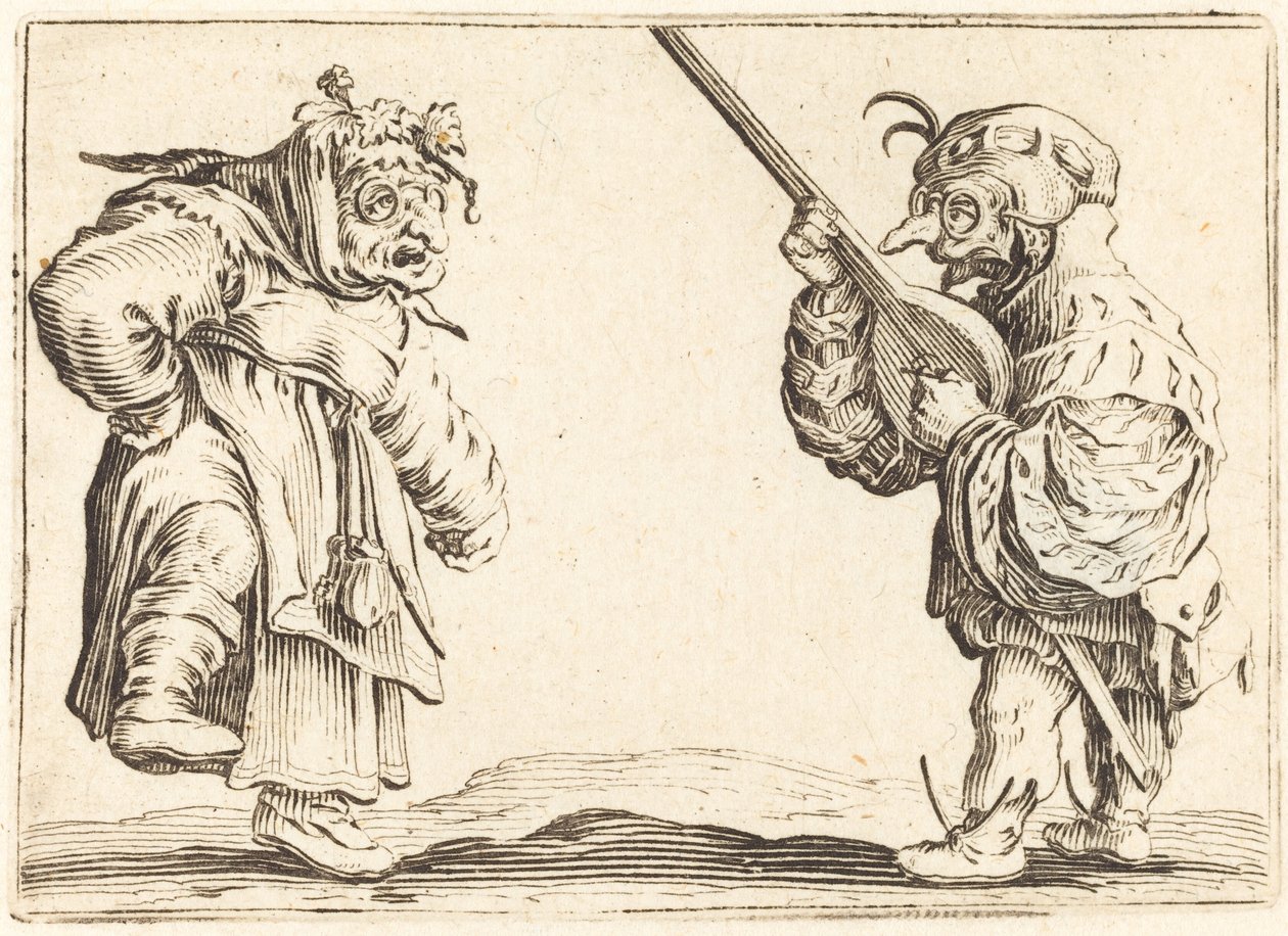 Dansere med lut, ca. 1622. af Jacques Callot