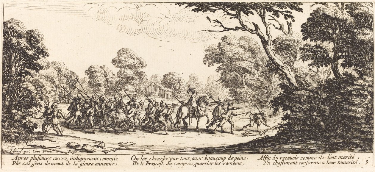 Opdagelsen af de kriminelle soldater af Jacques Callot