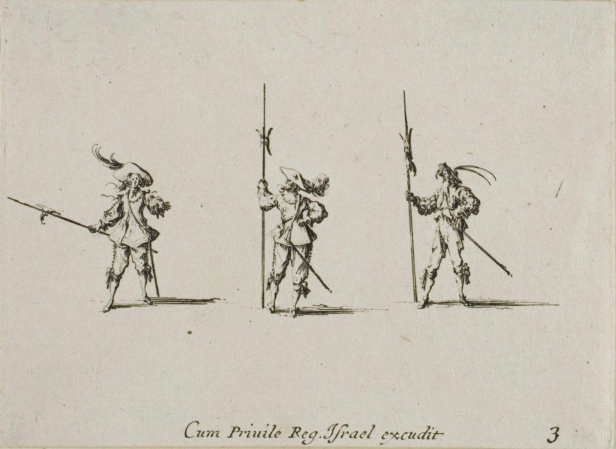 Øvelse med hellebarder, plade tre fra De militære øvelser af Jacques Callot