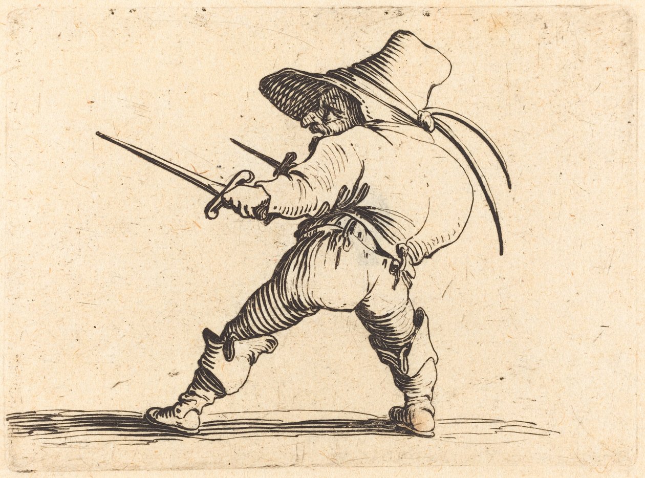 Duellist med sværd og dolk af Jacques Callot