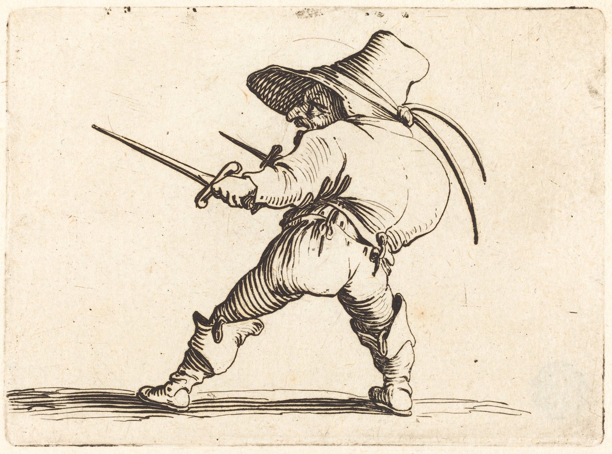 Duellist med sværd og dolk af Jacques Callot