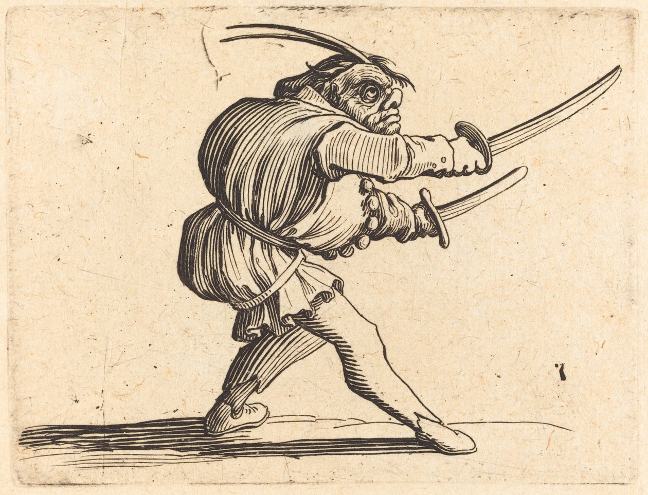 Duellist med to sabler af Jacques Callot
