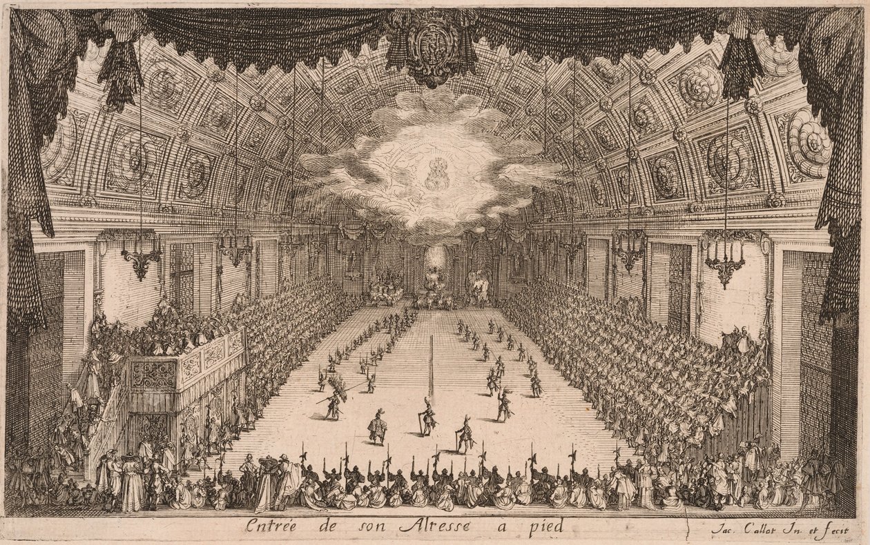 Hertug Karl 4. ankommer til fods, fra Combat à la Barrière af Jacques Callot