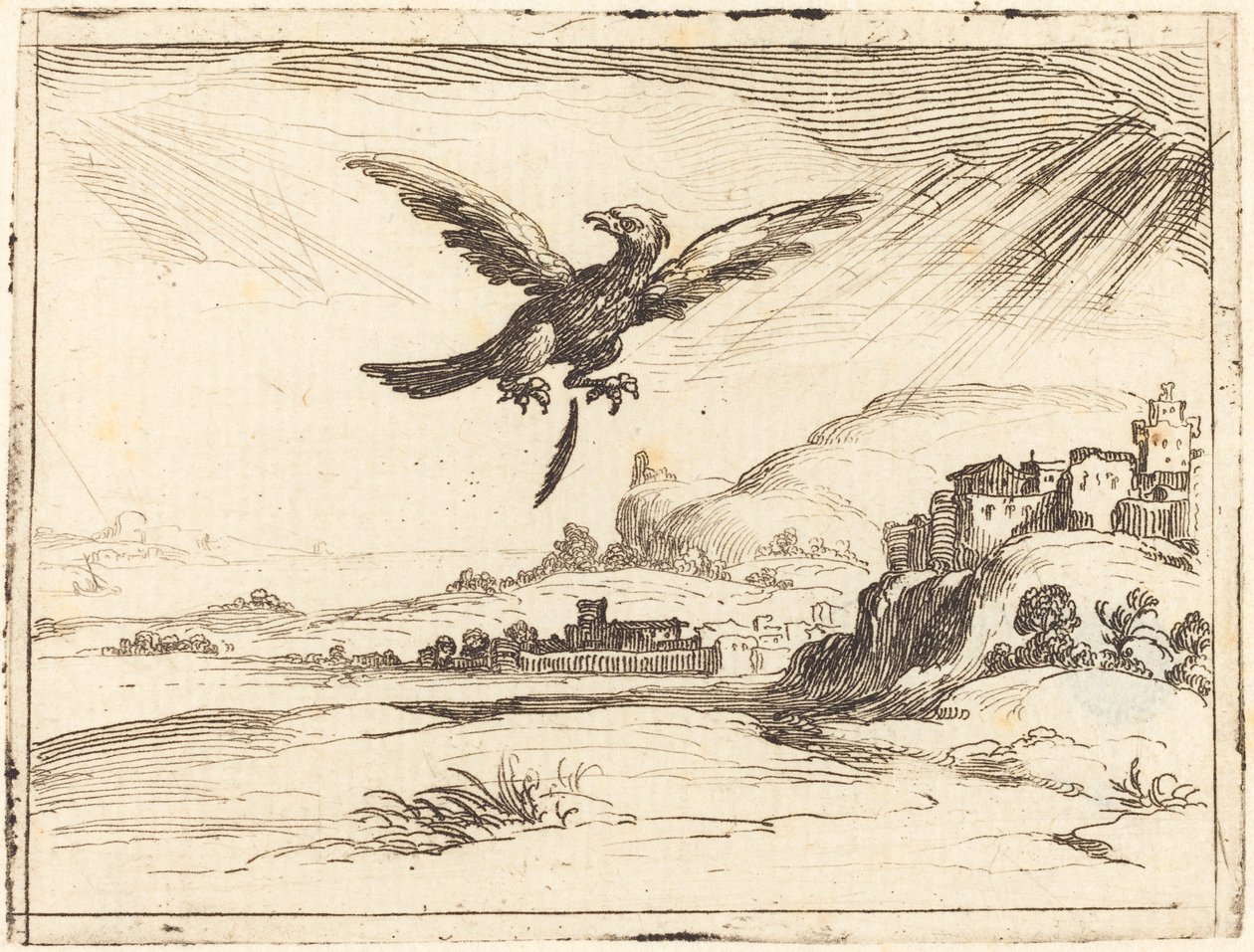 Ørn mister en gammel fjer, 1628. af Jacques Callot