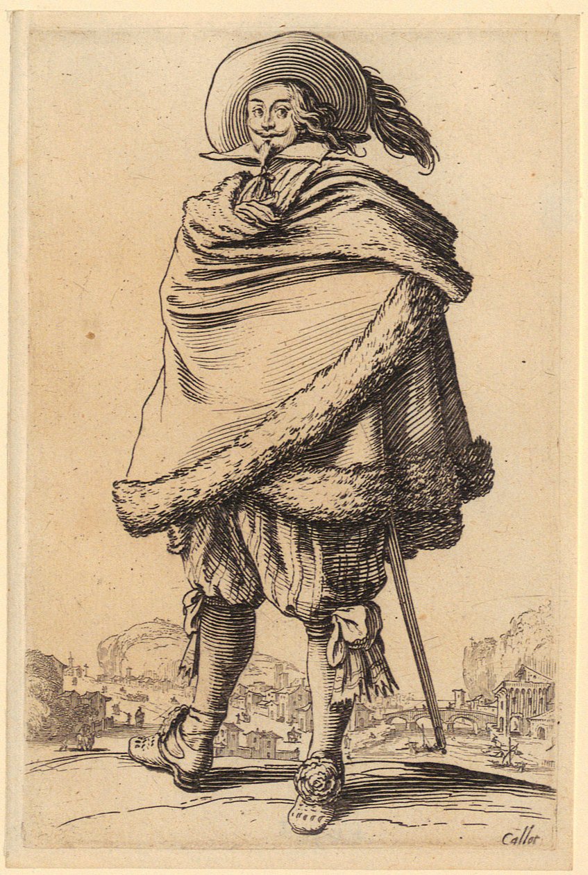 Adelsmand med pelskantet kappe, blad 10 fra serien »Adelen« af Jacques Callot