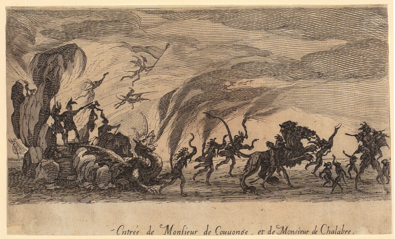 Ankomsten af Monsieur de Couvonge og Monsieur de Chalabre, side 5 i serien »Turneringen« af Jacques Callot