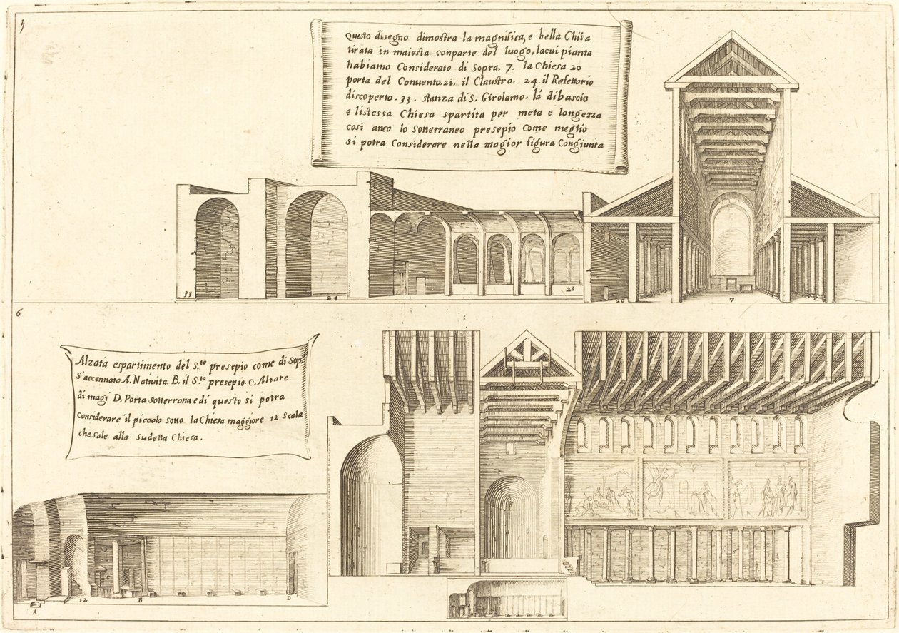 Forhøjelse af kirker inklusive den hellige krybbe af Jacques Callot