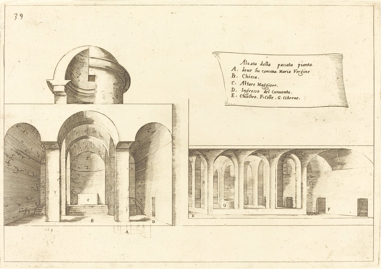 Højde af en kirke af Jacques Callot