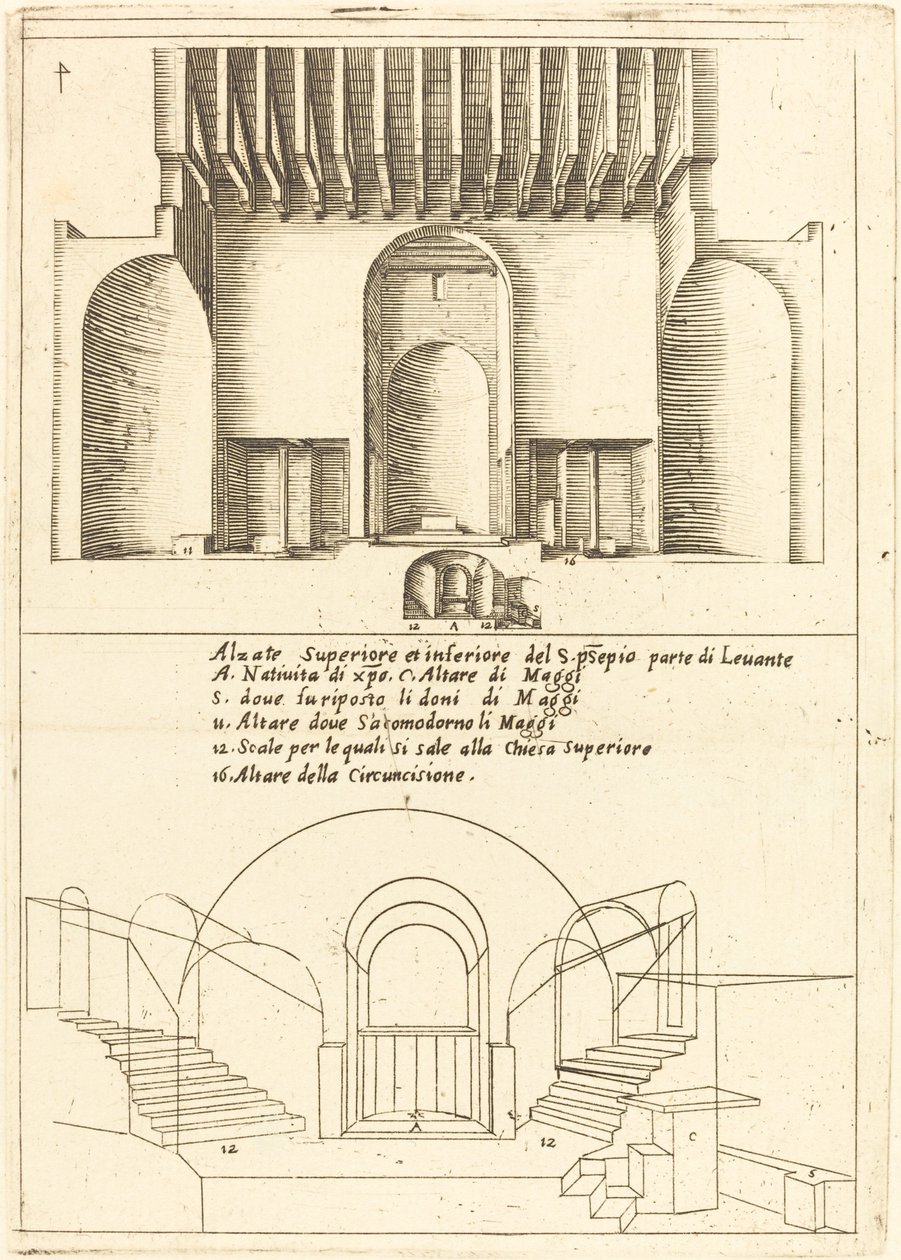 Forhøjelse af Den Hellige Krybbe Kirke af Jacques Callot