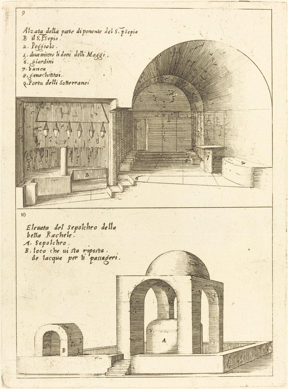 Forhøjninger af den hellige krybbe og Rachels grav af Jacques Callot