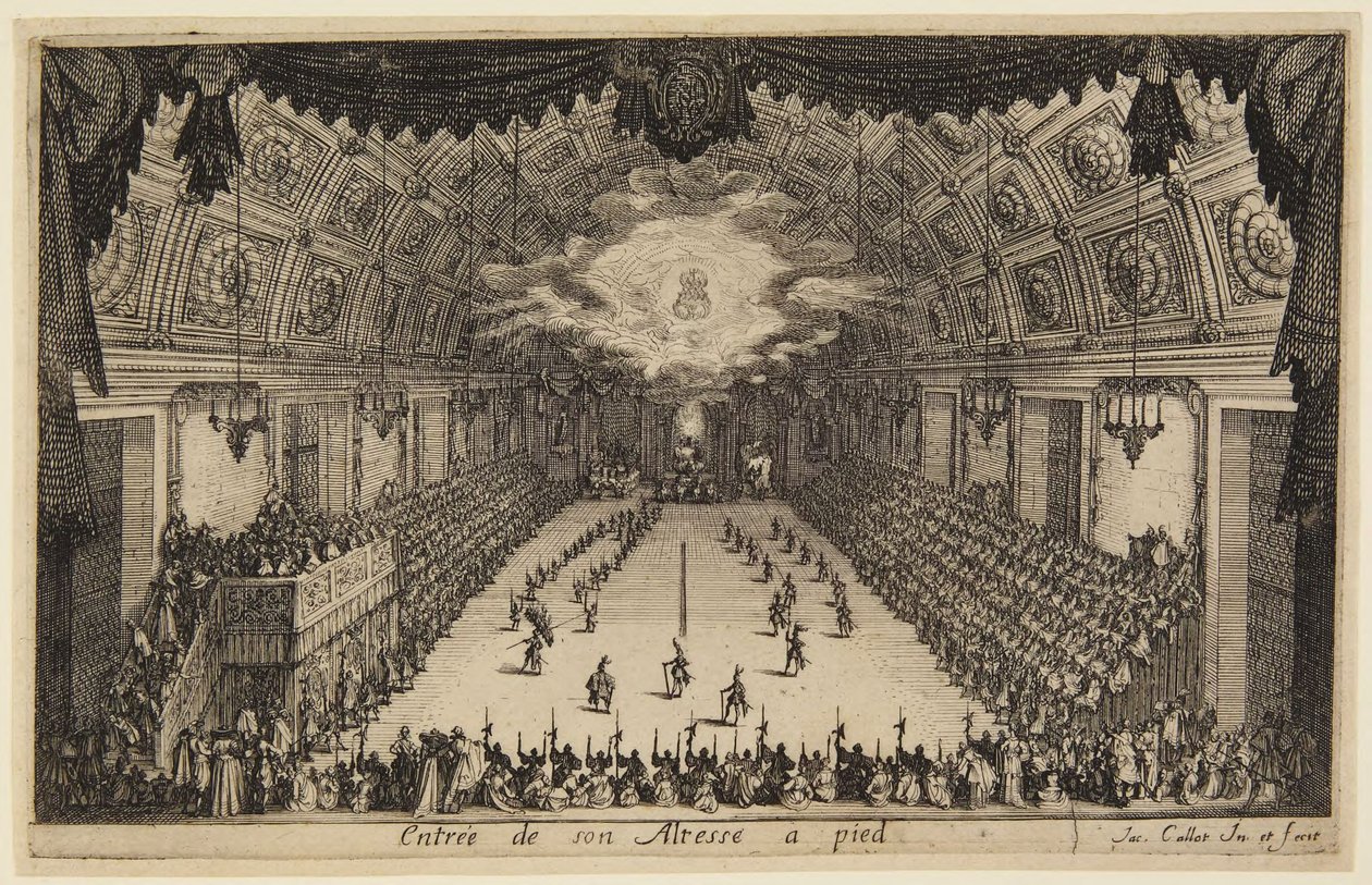 Indgang til fods, fra serien »Kampen ved barrieren« af Jacques Callot