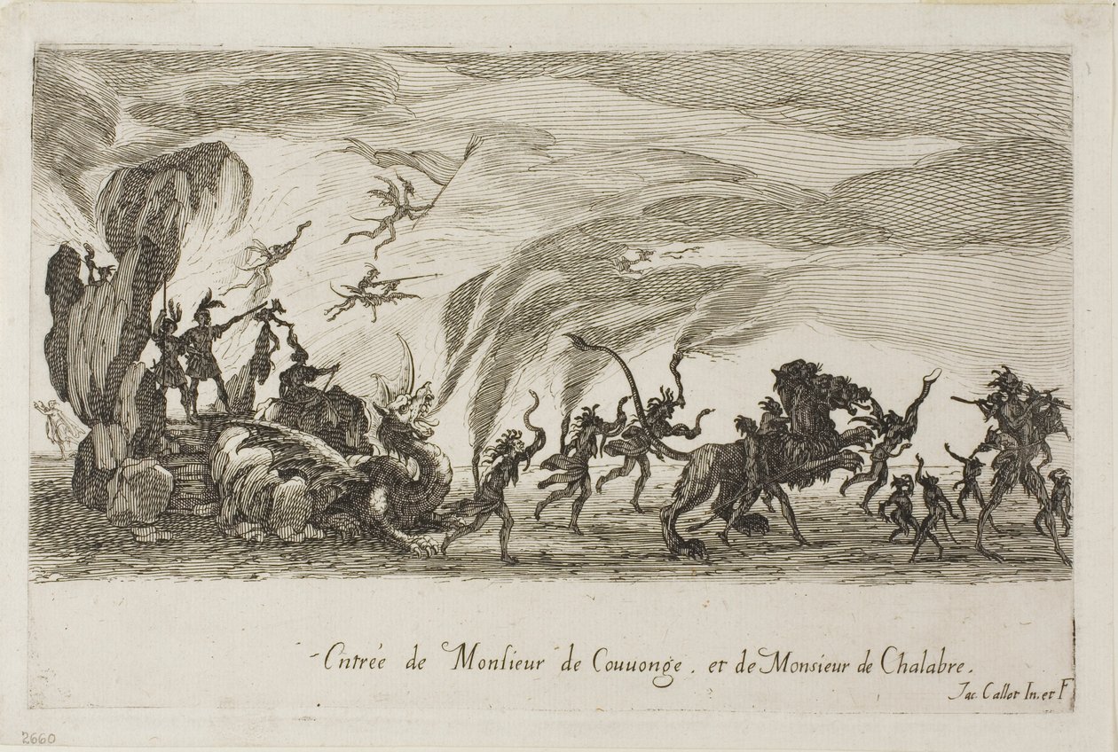Indgang af M. de Couvonage og M. de Chalabre, fra Kampen ved barrieren af Jacques Callot