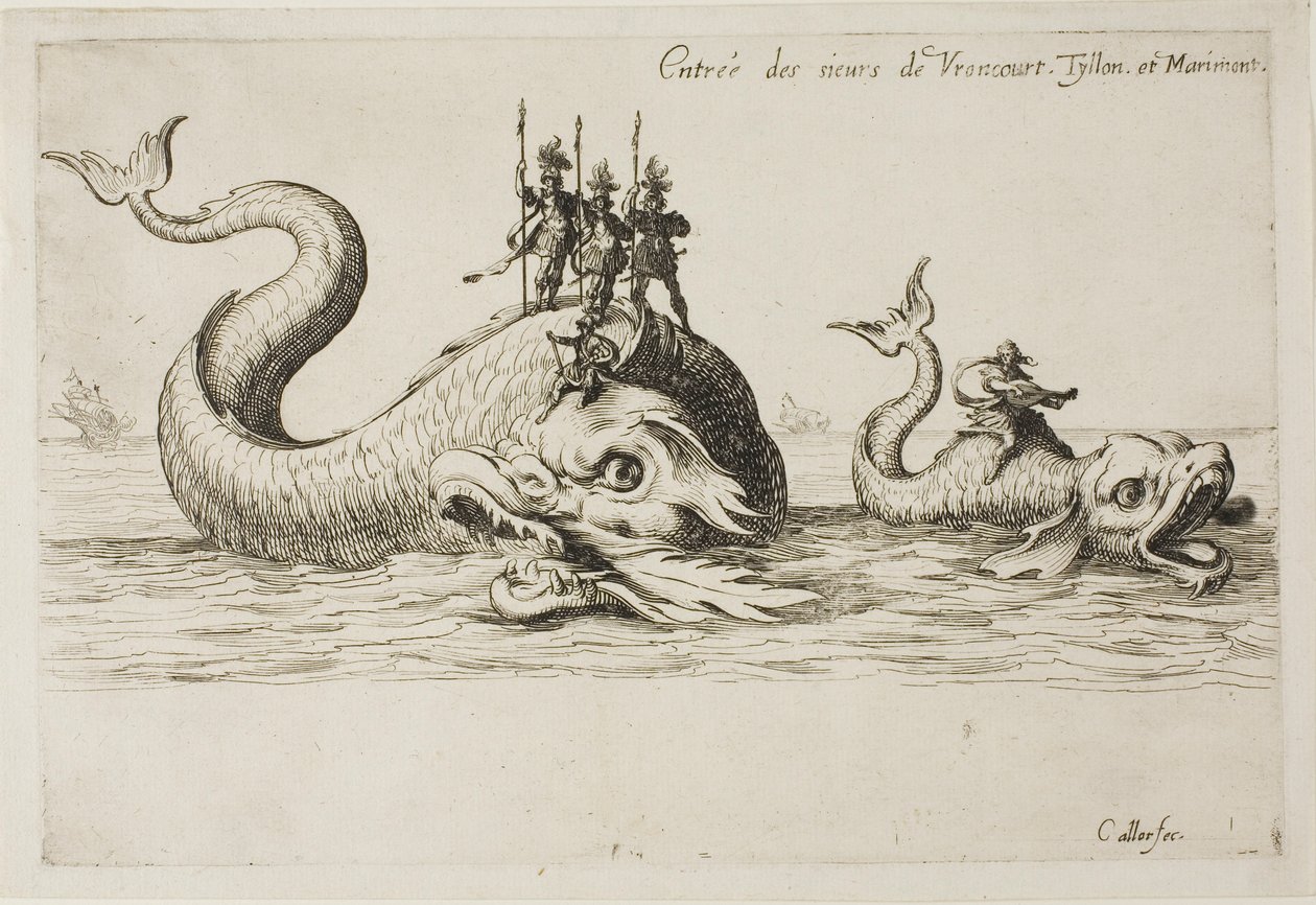 Indtræden af Mm. de Vroncourt, Tyllon og Marimont, fra The Combat at the Barrier af Jacques Callot