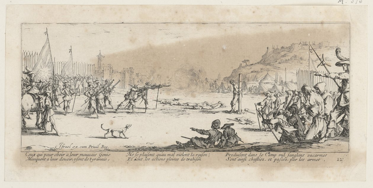Skudepisode, side 12 i serien »Krigens rædsler« af Jacques Callot