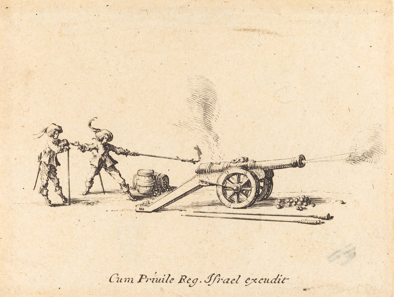 Affyring af kanonen af Jacques Callot
